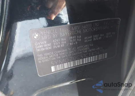 2012 BMW X6 M z USA, uszkodzony, nr VIN 5YMGZ0C51CLK14730